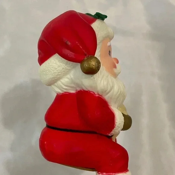 Vintage Russ Christmas Stocking Hanger Santa Claus with Striped Socks Joy - Picture 12 of 15